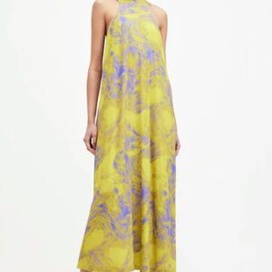 AllSaints Kura Inspiral Maxi Dress in zesty green